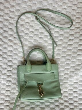 Rebecca Minkoff light Green pebbled Leather mini Crossbody satchel Bag